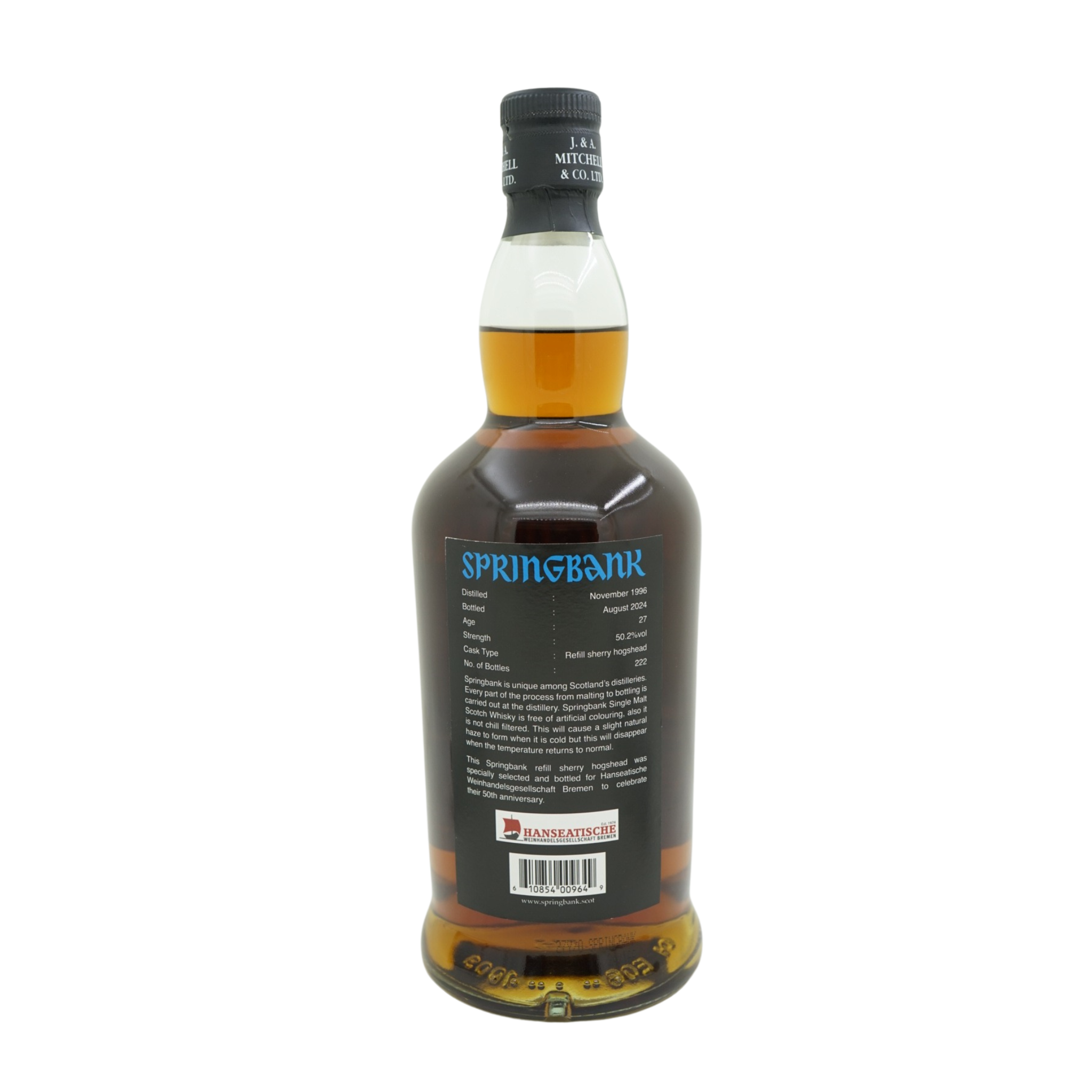 Springbank 1996/2024 27 Year Old Refill Sherry Hogshead Single Cask 50.2%