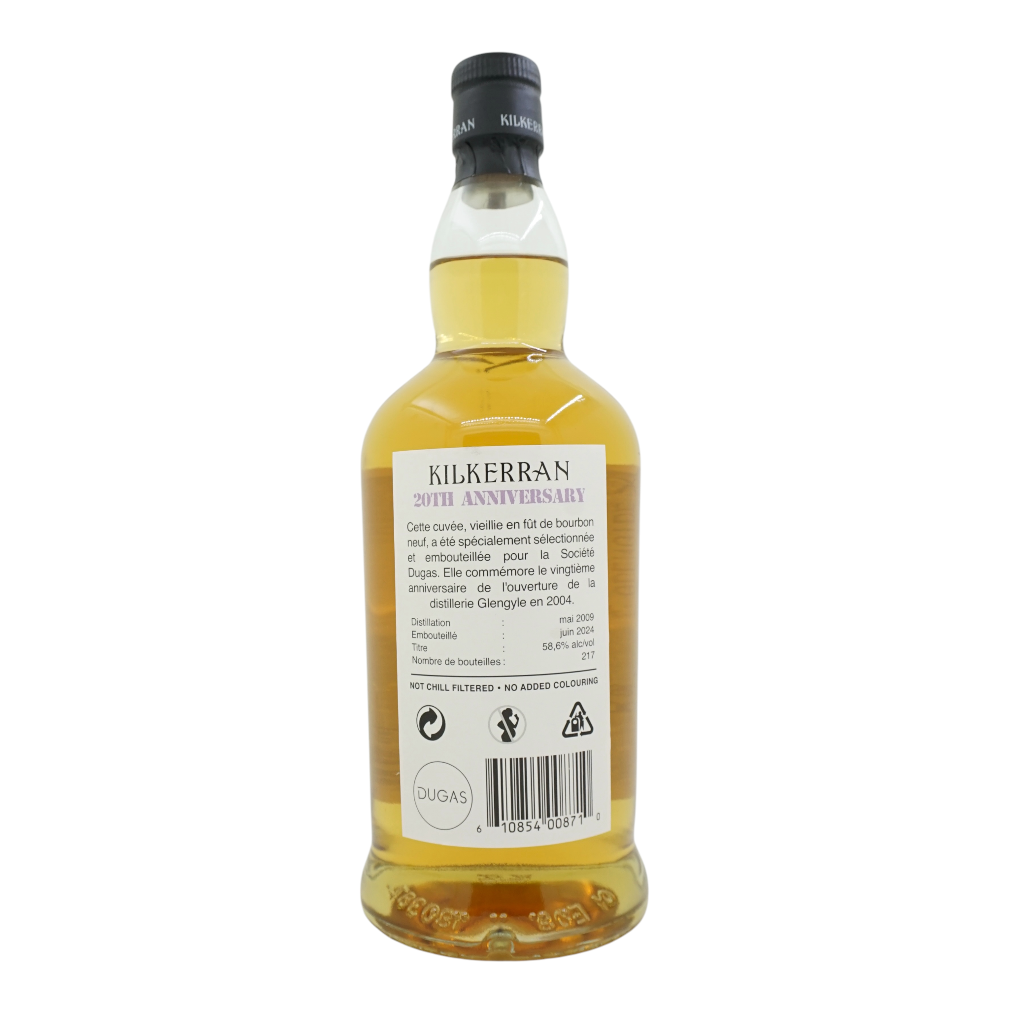 Kilkerran 2009/2024 15 Year Old 20th Anniversary Bottled for Societe Dugas 58.6%