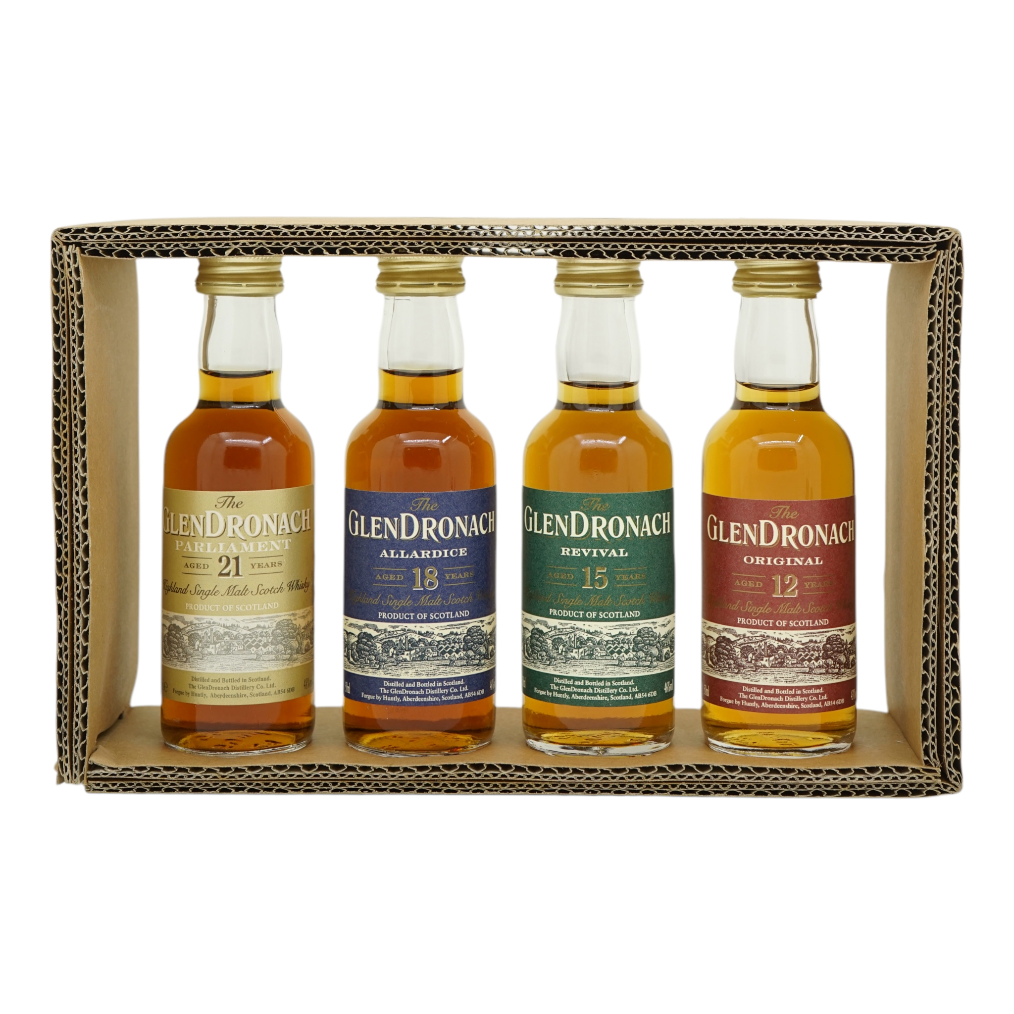 Glendronach Miniture Set 50ml (21, 18, 15, 12 Year Old)