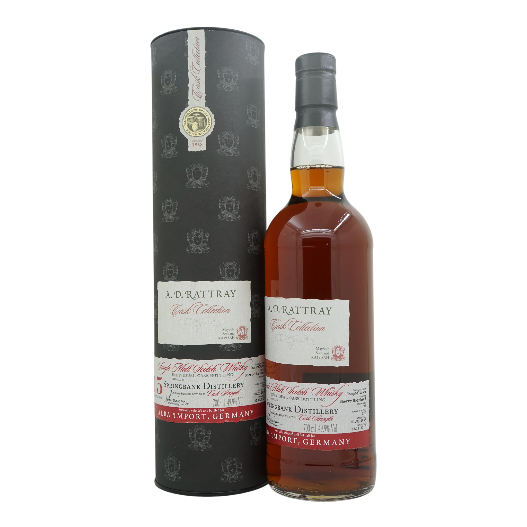 Springbank 1995/2010 15 Year Old Individual Cask Bottling - Exclusive for Germany A.D. Rattray #96