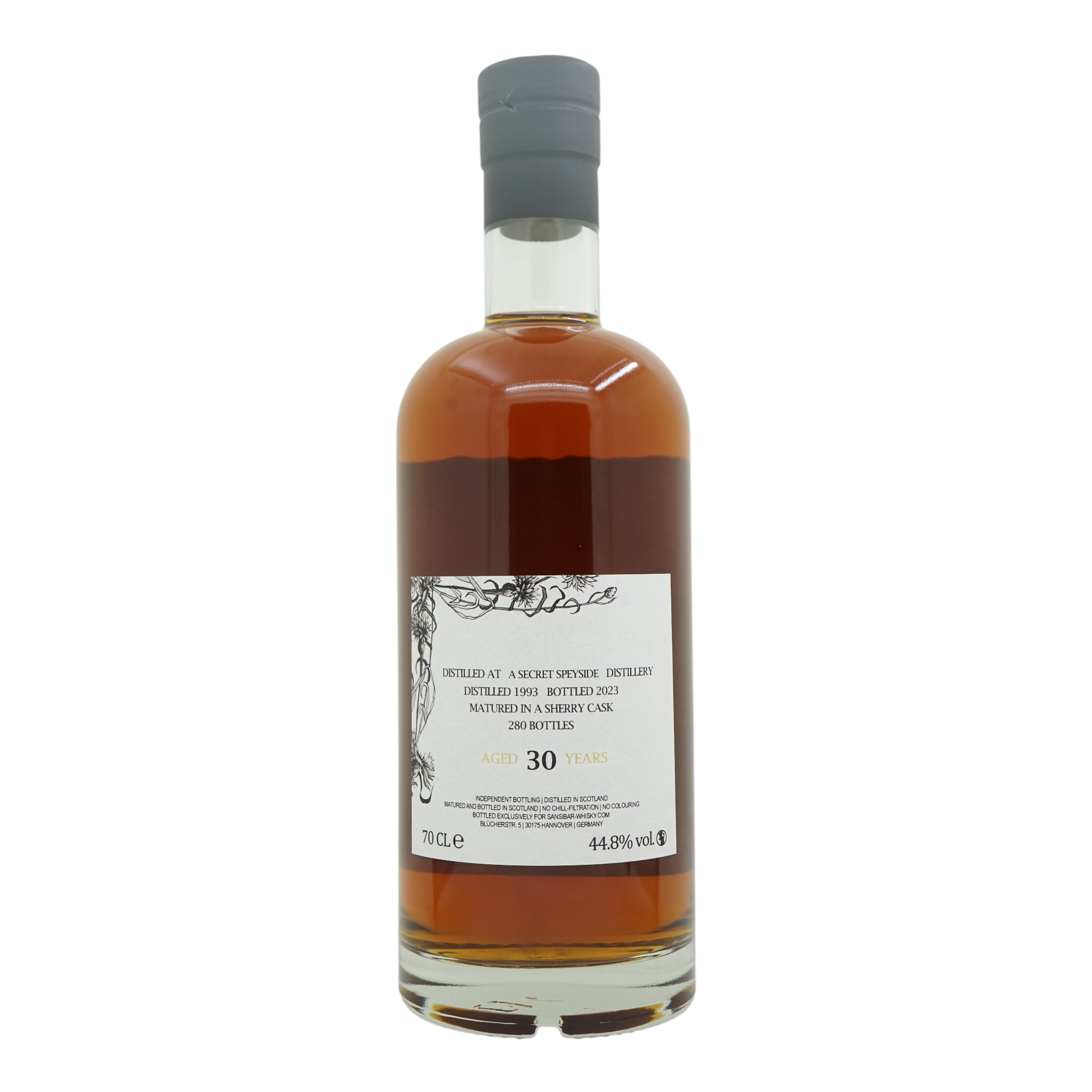 A Secret Speyside Distillery 1993/2023 30 Year Old White Label Sansibar