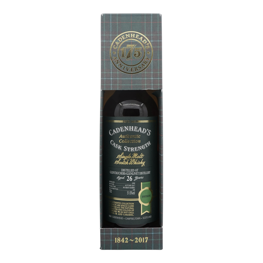 Glentauchers 1990/2017 26 Year Old Authentic Collection 175th Anniversary Cadenhead's 51.6%
