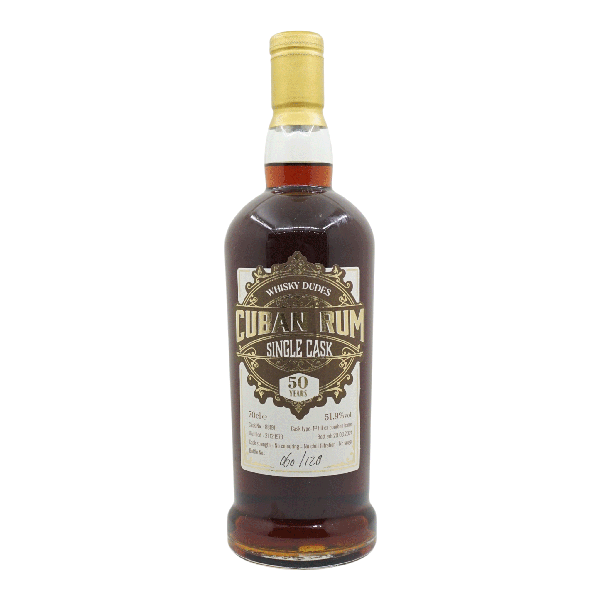 2500 Rum Whisky Dudes Single Cask Cuban Rum 1973/2024 50 Year Old #88191 | Gommone