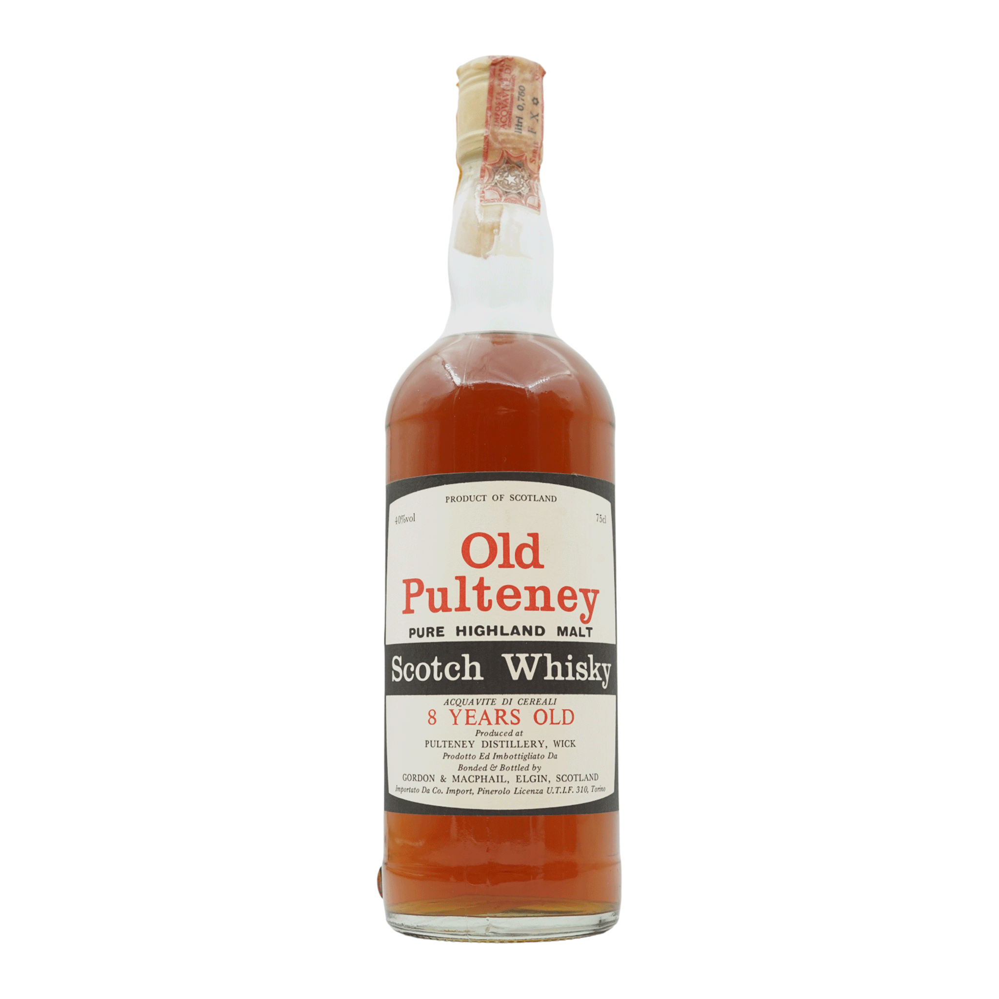 Old Pulteney 8년산 Pure Higland Malt Co. Import, Pinerolo, Torino, Italy Gordon &amp; MacPhail을 위해 병입