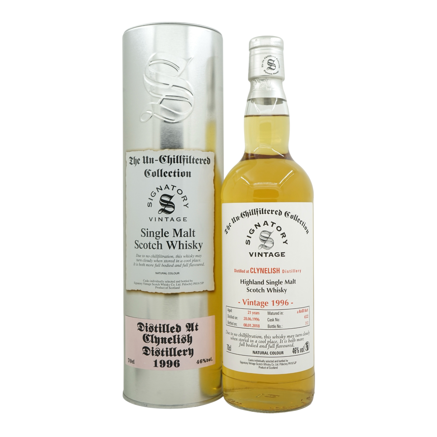 Clynelish 1996/2018 21 Year Old Un-Chillfiltered Collection Signatory Vintage #6522