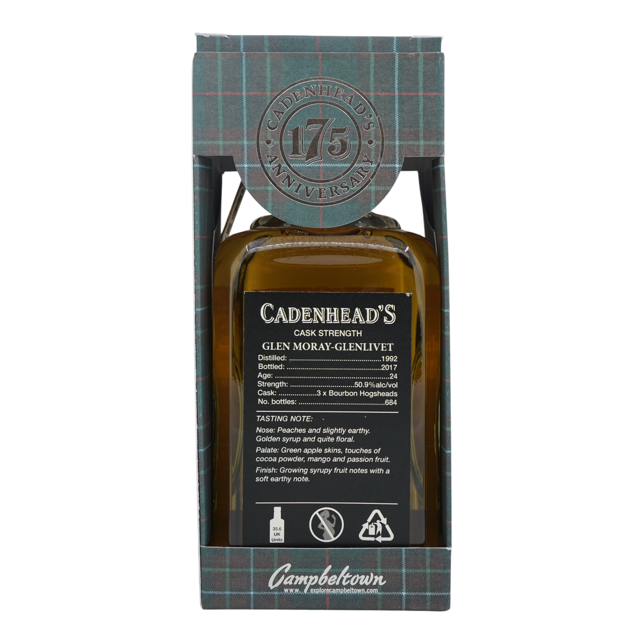 Glen Moray 1992/2017 24 Year Old Small batch Cadenheads 175th Anniversary 50.9%