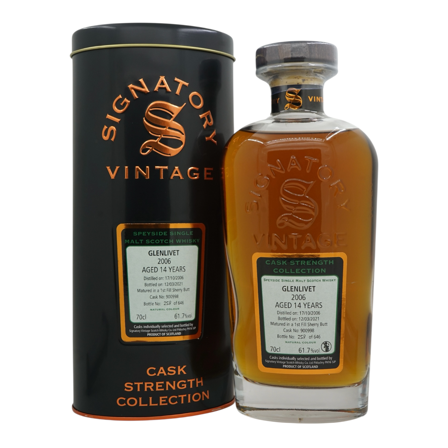 Glenlivet 2006/2021 14 Year Old Cask Strength Collection Signatory Vintage #900998 (box damaged)