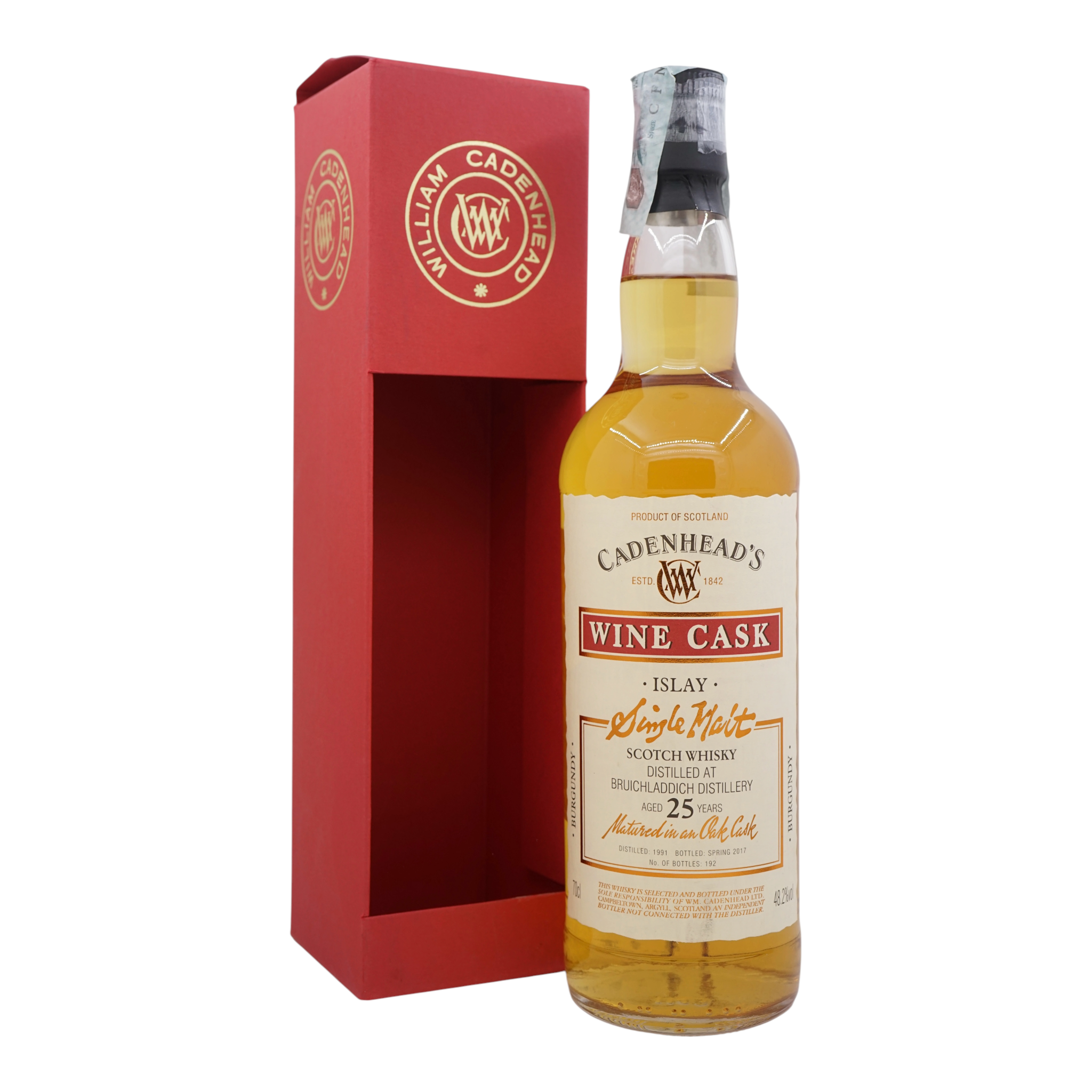 Bruichladdich 1991/2017 25 Year Old Wood Range - Wine Cask Cadenhead's 48.2%