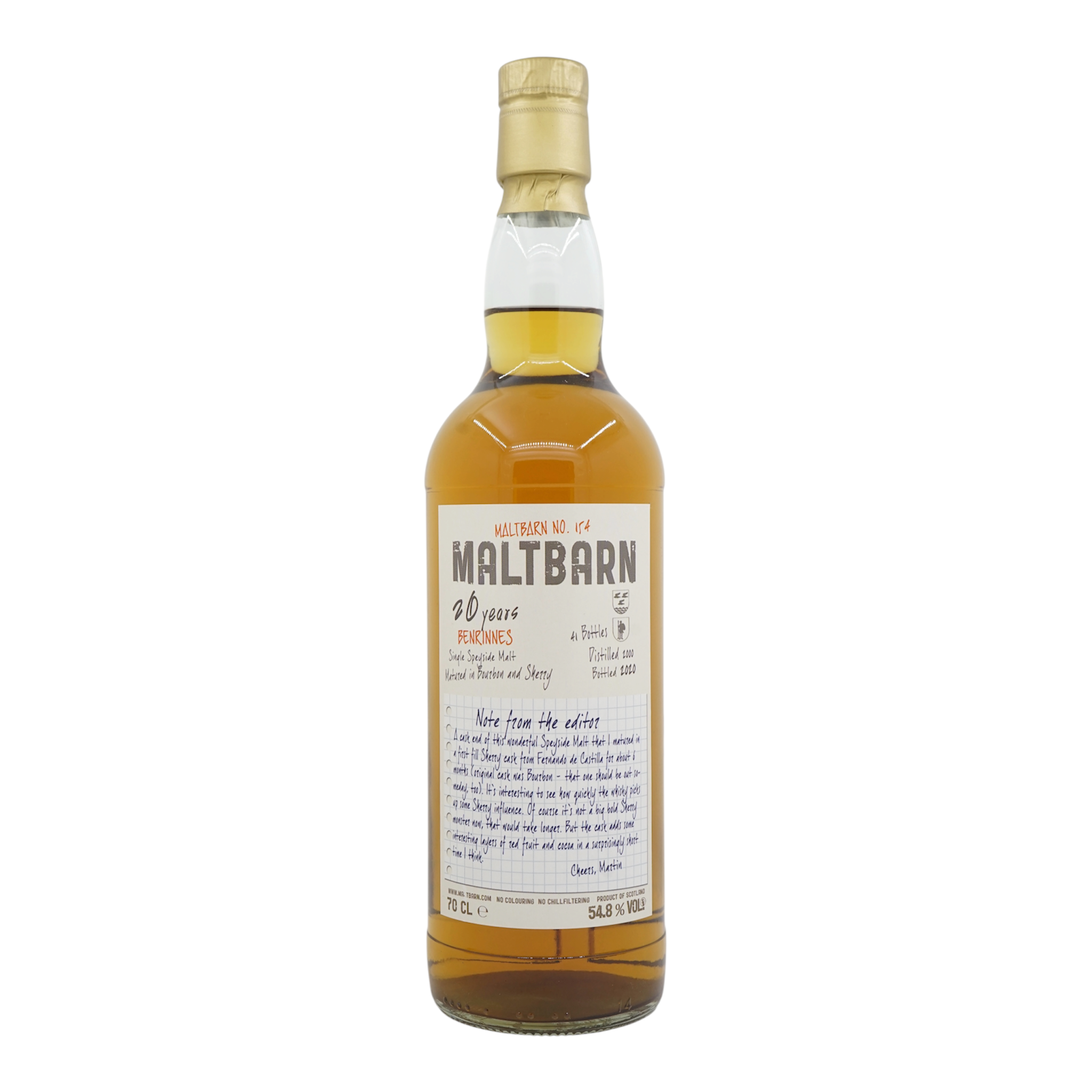Benrinnes 2000/2020 20 Year Old Maltbarn No. 154