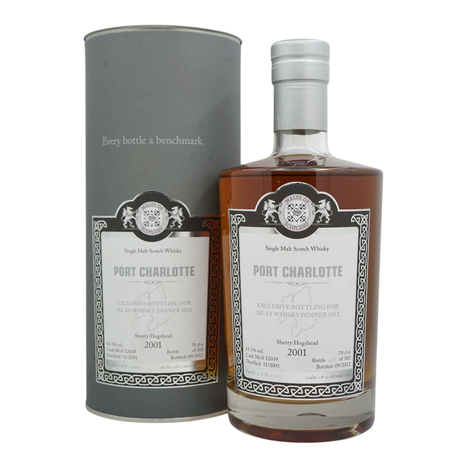 Port Charlotte 2001/2012 Bottled for
Islay Whisky Dinner Malts of Scotland MoS12039