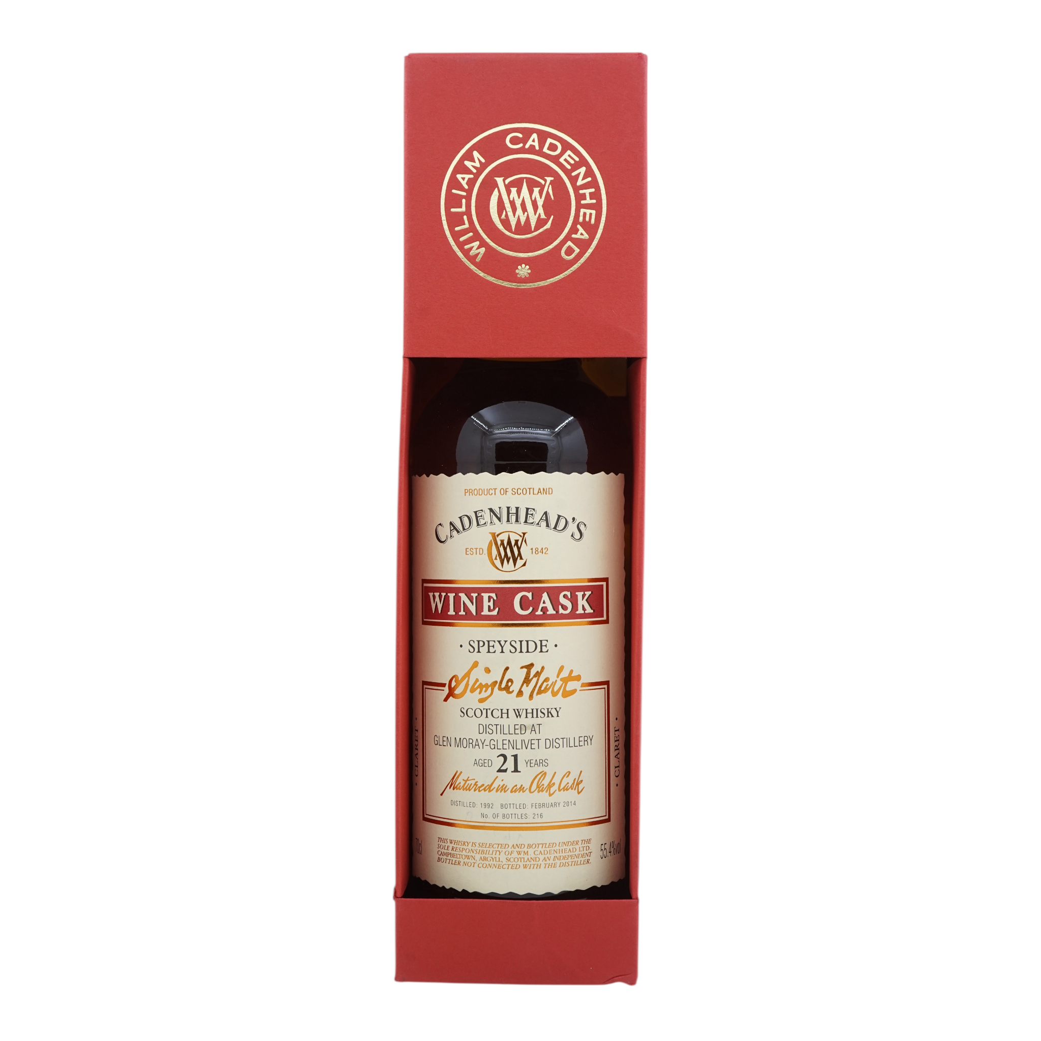 Glen Moray 1992/2014 21 Year Old Wood Range - Wine Cask Cadenheads 55.4%