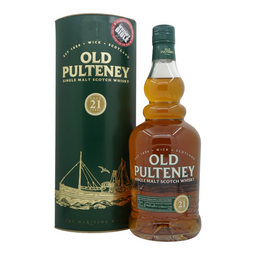 Old Pulteney 21 Year Old (Glass print label with age statement in circle)