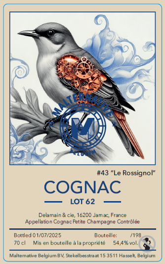(Pre-Order) Cognac Delamain ‘Lot 62’ – Petite Champagne 54,4%, Malternative Belgium 2025 WHISKYNOTES 92PTS