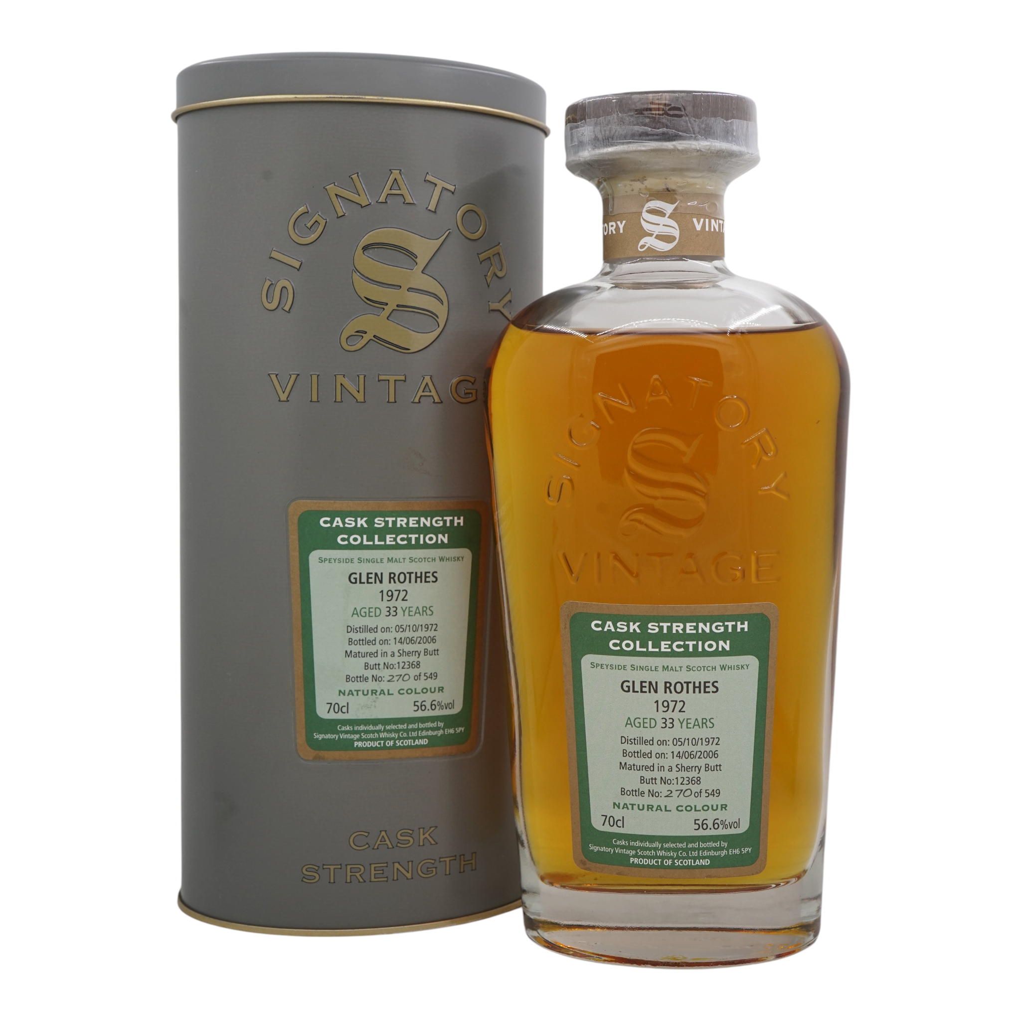 Glenrothes 1972/2006 33 Year Old Cask Strength Collection Signatory Vintage #12368