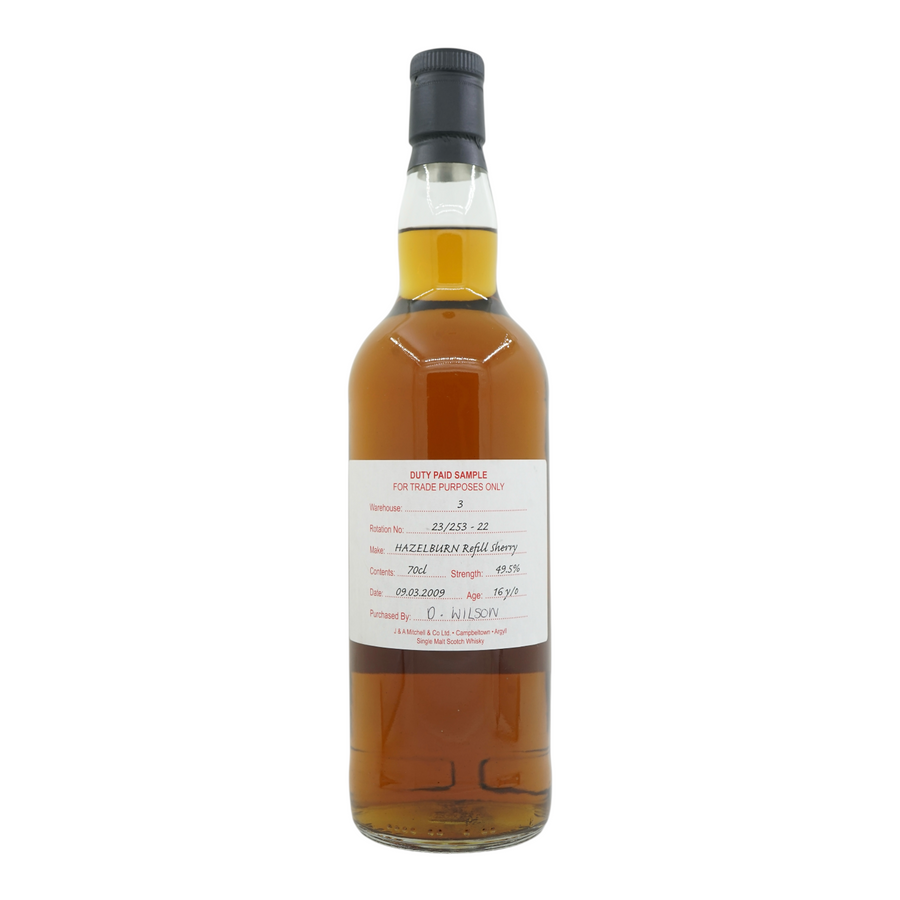 Hazelburn 2009 16 Year Old Duty Paid Sample - For Trade Purposes Only Rotation No. 23/253-22 49.5%