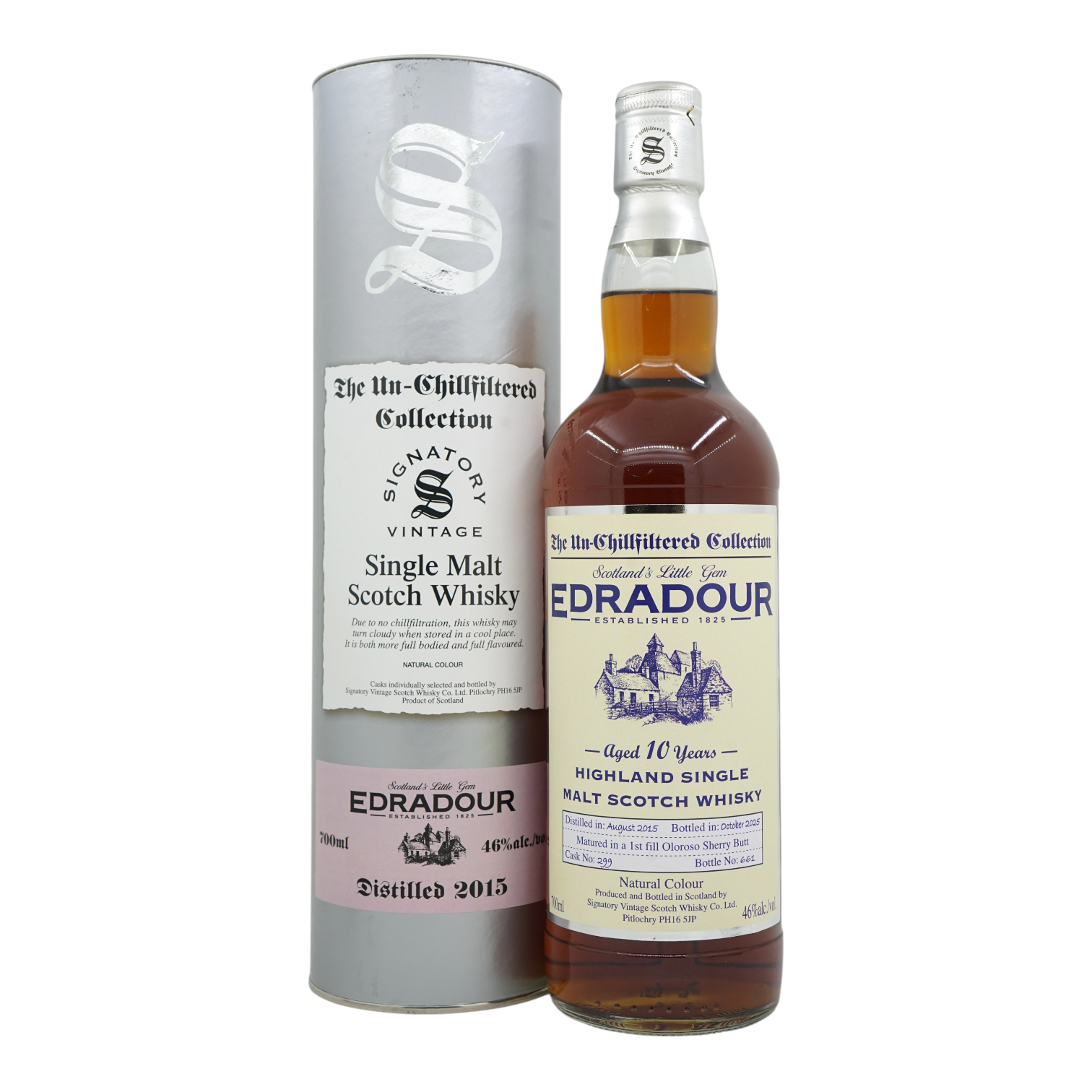 Edradour 2015/2025 10 Year Old Un-Chillfiltered Collection Signatory Vintage #299
