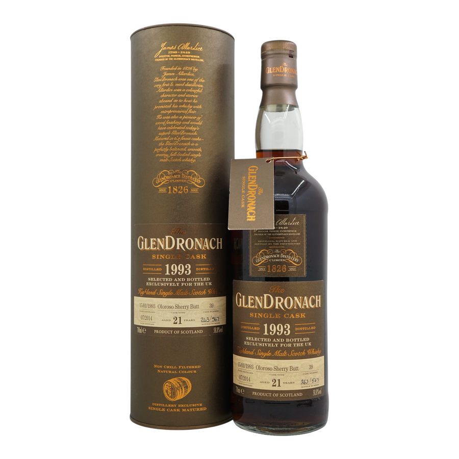 Glendronach 1993/2014 21 Year Old Oloroso Sherry Butt #39