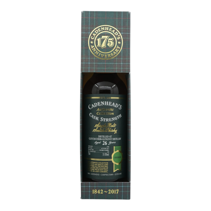Glentauchers 1990/2017 26 Year Old Authentic Collection 175th Anniversary Cadenhead's 51.6%