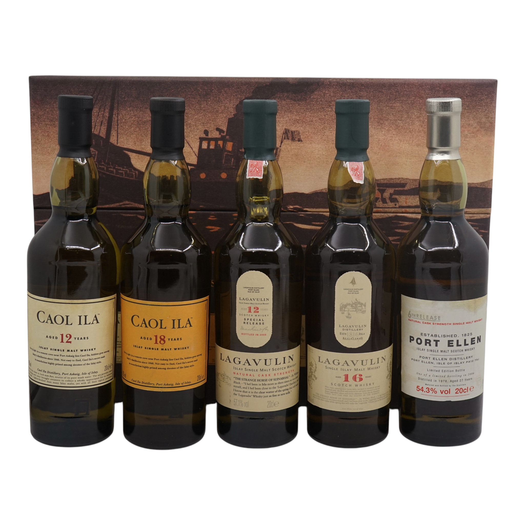 The Classic Islay Collection (Caol Ila 12YO, Caol Ila 18YO, Lagavulin 12YO Special Release, Lagavulin 16YO, Port Ellen 6th release 27YO)