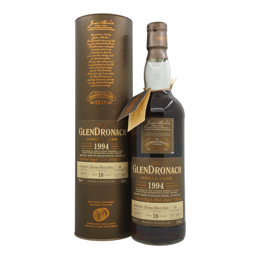 Glendronach 1994/2012 18 Year Old Oloroso Sherry Butt Bottled for Kenny Hsu's Selection #68