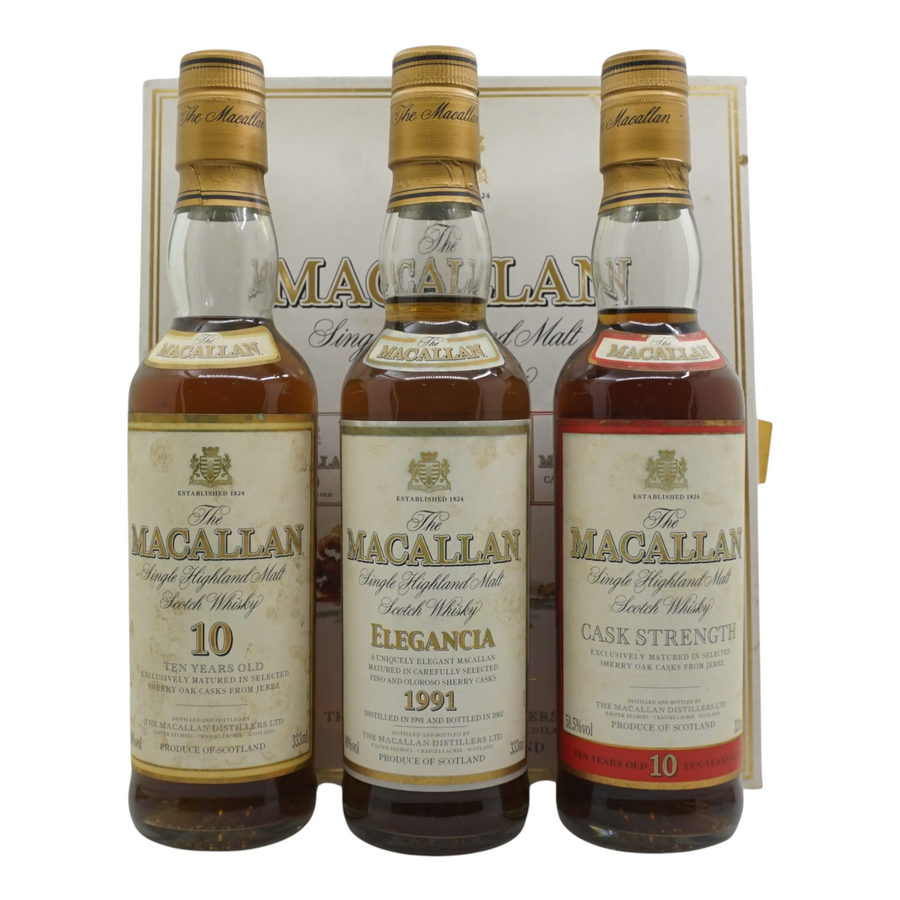 Macallan Gift Set 333ml - 10 Year Old, 1991 Elegancia & 10 Year Old Cask Strength