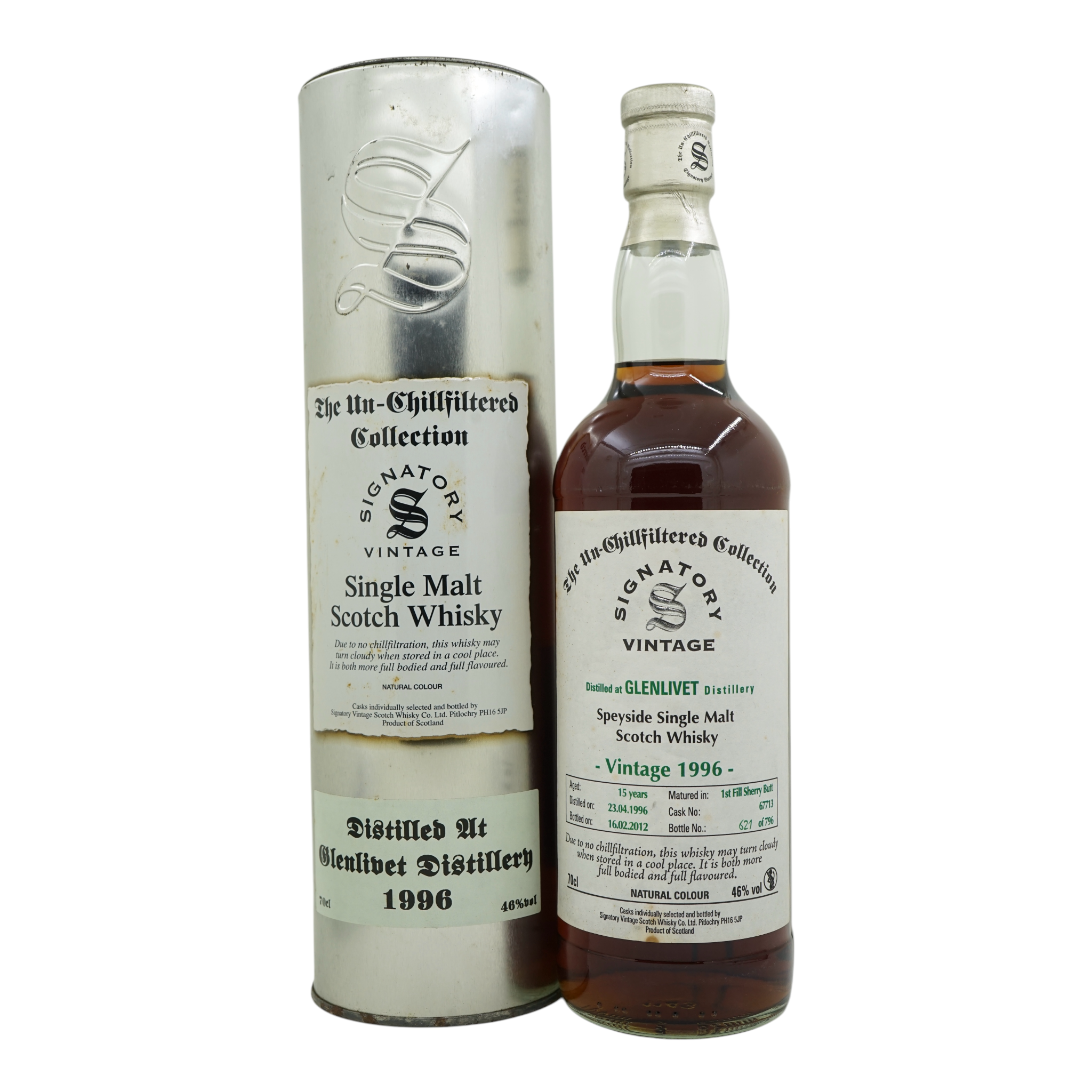 Glenlivet 1996/2012 15 Year Old Un-Chillfiltered Collection Signatory Vintage #67713