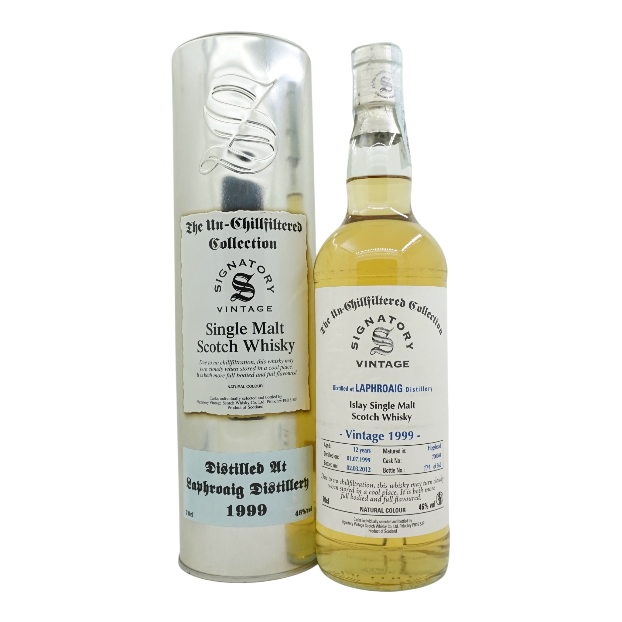 Laphroaig 1999/2012 12 Year Old Un-Chillfiltered Collection Signatory Vintage #700044