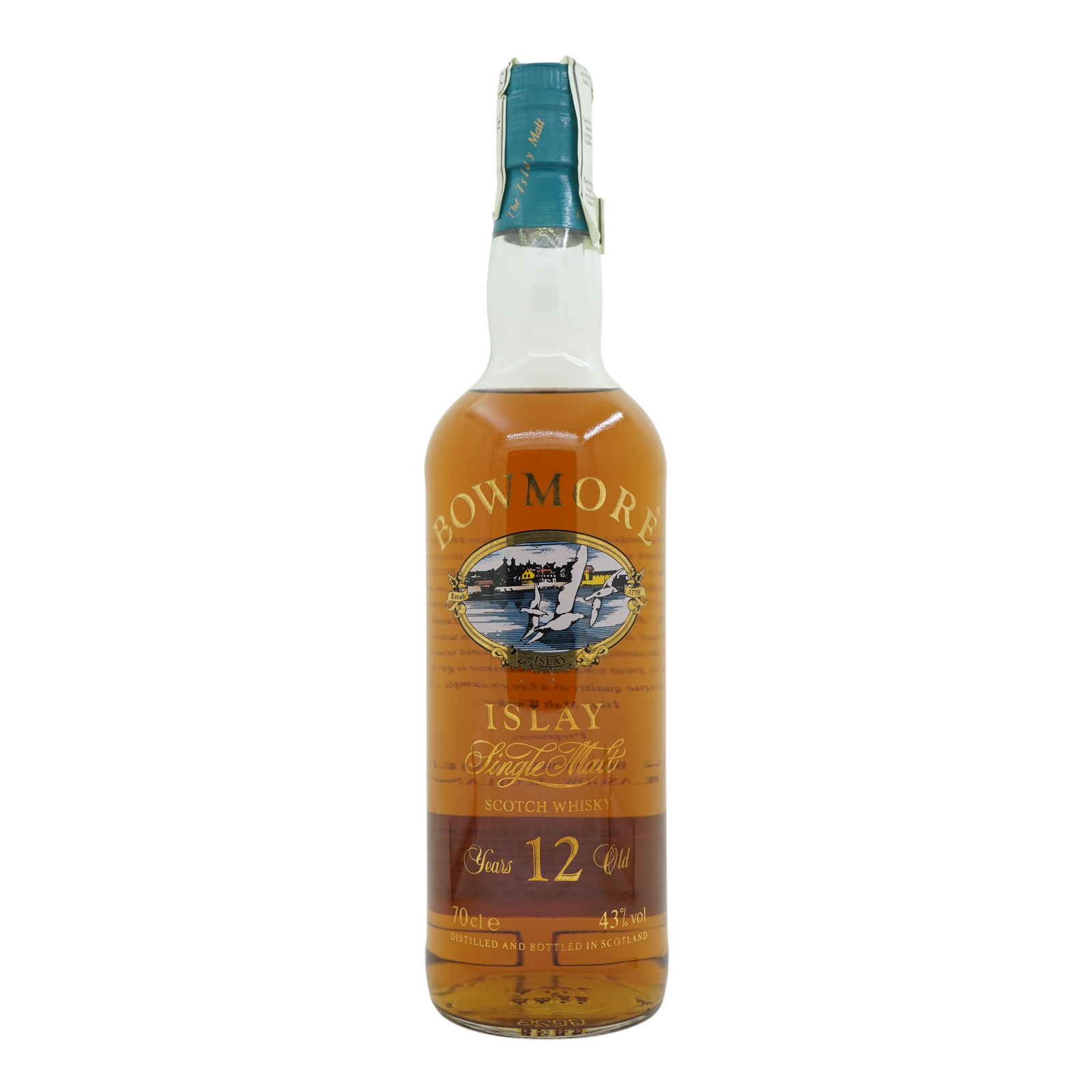 Bowmore 12 Year Old Glass Printed Label with Blue Cap (海鷗標)