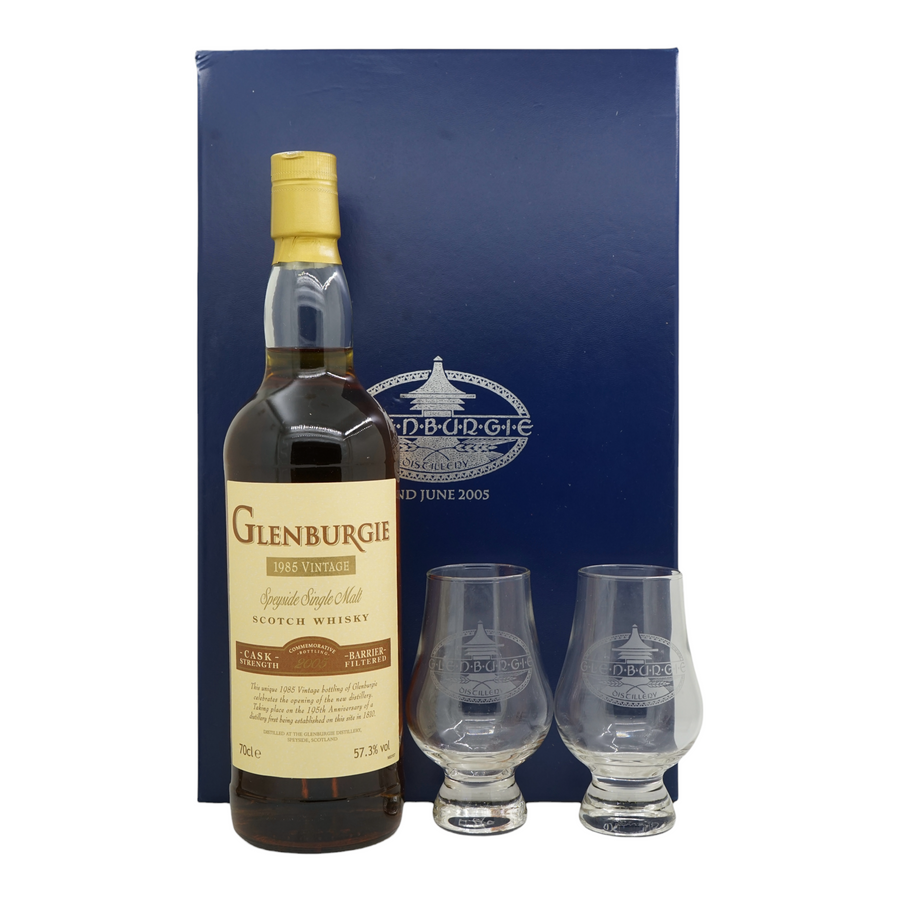 Glenburgie 1985/2005 195th Anniversary Gift Set with two glass