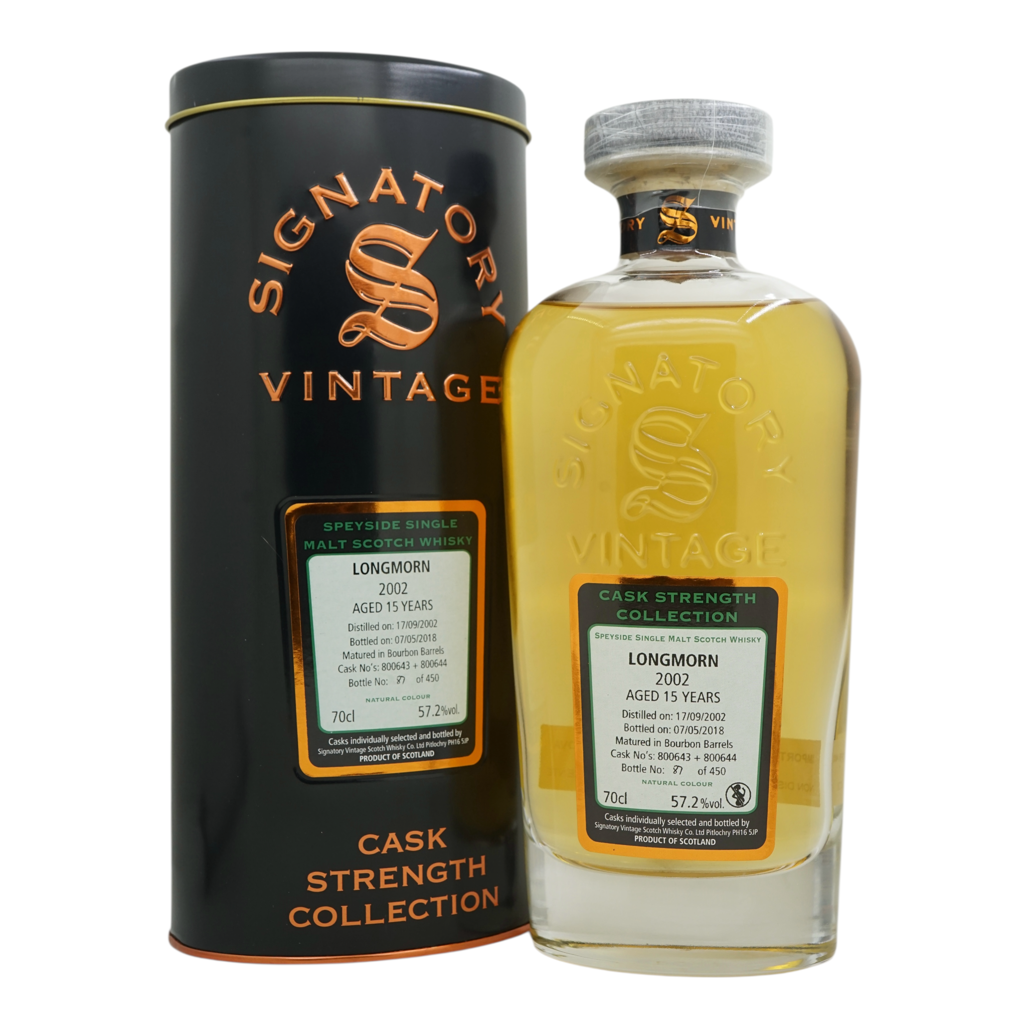 Longmorn 2002/2018 15 Year Old Cask Strength Collection Signatory Vintage #800643+800644